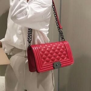 Red Quilted Designer Shoulder Crossbody Bag